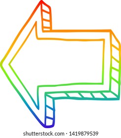 rainbow gradient line drawing of a cartoon directing arrow