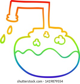 dibujo de línea de gradiente de arco iris de un experimento de ciencia de dibujos animados