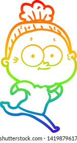 dibujo de una anciana feliz con un degradado de arco iris