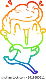 rainbow gradient line drawing of a cartoon excited man