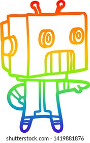 rainbow gradient line drawing of a cartoon robot