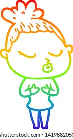 Regenbogen-Farbverlauf-Zeichnung einer Cartoon ruhigen Frau