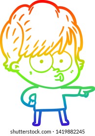 rainbow gradient line drawing of a cartoon woman
