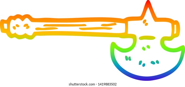 Regenbogen-Farbverlauf-Zeichnung einer Cartoon mittelalterlichen Axt