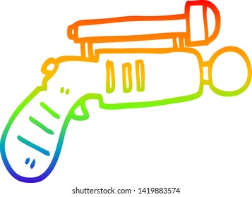 dibujo de la línea de gradiente del arco iris de una pistola de rayos de dibujos animados