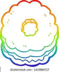 dibujo de la línea de gradiente del arco iris de una galleta de dibujos animados