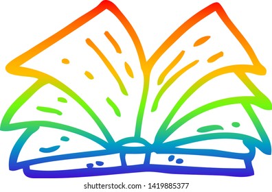 dibujo de línea de gradiente de arco iris de un libro abierto de dibujos animados