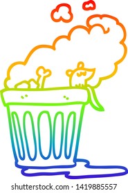rainbow gradient line drawing of a cartoon smelly garbage can