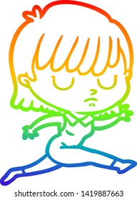 rainbow gradient line drawing of a cartoon woman
