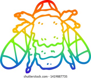 rainbow gradient line drawing of a cartoon bee