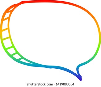 rainbow gradient line drawing of a cartoon speech bubble