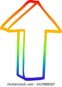 rainbow gradient line drawing of a cartoon arrow