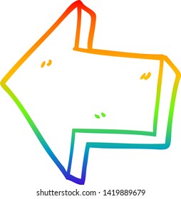 dibujo de línea de gradiente de arco iris de una flecha señaladora de dibujos animados