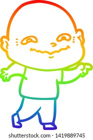 rainbow gradient line drawing of a cartoon creepy guy