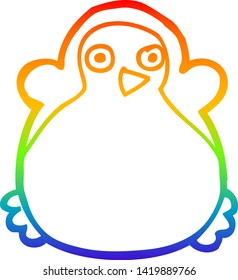 dibujo de la línea de gradiente del arco iris de un pingüino de dibujos animados