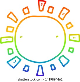 dibujo de línea de gradiente de arco iris de un sol de dibujos animados