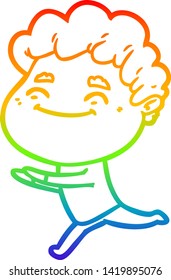 rainbow gradient line drawing of a cartoon friendly man