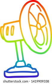 dibujo de línea de gradiente de arco iris de un ventilador de escritorio de dibujos animados