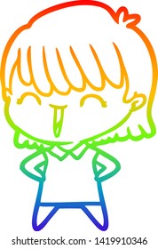 dibujo de una mujer de dibujos animados con gradiente de arco iris