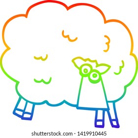 rainbow gradient line drawing of a cartoon black sheep