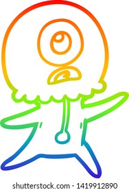 Regenbogengradientenzeichnung eines außerirdischen Raumfahrers