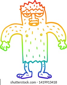 rainbow gradient line drawing of a cartoon bigfoot creature