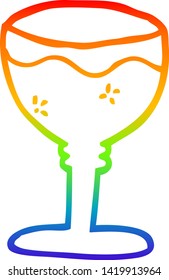 Regenbogengradientenzeichnung eines Cartoon-Rotweinglases