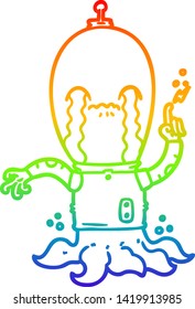 rainbow gradient line drawing of a cartoon alien