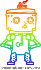 Regenbogengradientenzeichnung eines Cartoonroboters mit Hüftgelenken