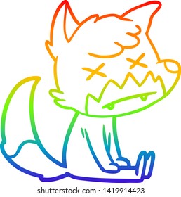 Regenbogen-Farbverlauf-Zeichnung eines Cartoons toter Fuchs