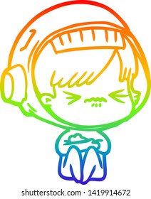 Regenbogengradientenzeichnung einer Astronautin