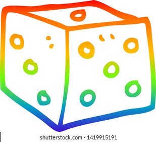 rainbow gradient line drawing of a cartoon classic dice