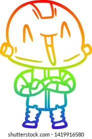 dibujo de línea de gradiente de arco iris de un robot de dibujos animados