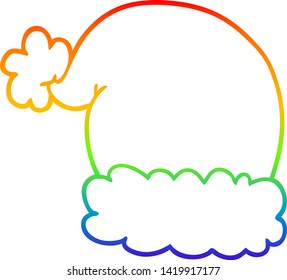 dibujo de la línea de gradiente del arcoiris de un sombrero de navidad de caricatura