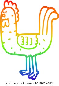 Regenbogengradientenzeichnung eines Cartoon-Hähnchens