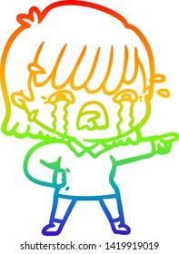dibujo de una niña de dibujos animados con gradiente de color arcoiris