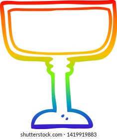rainbow gradient line drawing of a cartoon wine glass