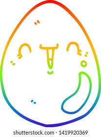 rainbow gradient line drawing of a cartoon egg