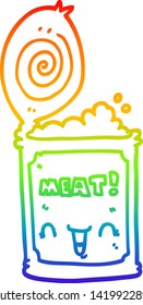 dibujo de una caricatura de carne enlatada con gradiente de arco iris