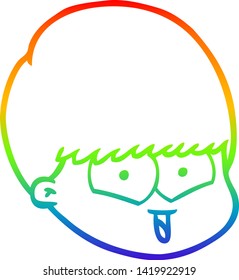 desenho de linha de gradiente do arco-íris de um menino feliz de desenho animado