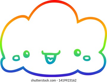 rainbow gradient line drawing of a cartoon cloud