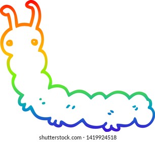 rainbow gradient line drawing of a cartoon caterpillar