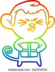 Regenbogen-Farbverlauf-Zeichnung eines Cartoon-wütenden Affen