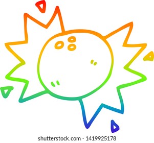 rainbow gradient line drawing of a cartoon bowling ball