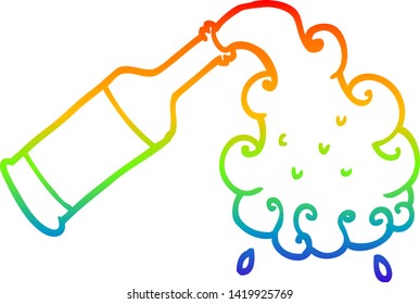 rainbow gradient line drawing of a cartoon beer pouring