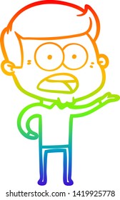dibujo de una línea de gradiente de arco iris de un hombre impactado