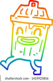 dibujo de línea de gradiente de arco iris de un basurero de desechos de dibujos animados