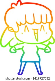 rainbow gradient line drawing of a cartoon woman