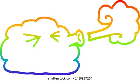 dibujo de una nube de dibujos animados que sopla una espiga
