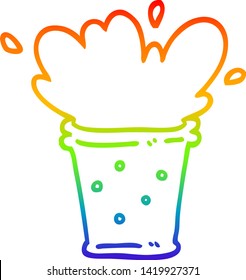 dibujo de línea de gradiente de arco iris de una bebida tibia de dibujos animados